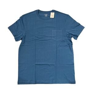 NWT J. Crew Deep Blue Washed Jersey Crewneck Pocket Tee